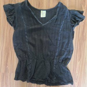 Black Lace Women's Blouse Top